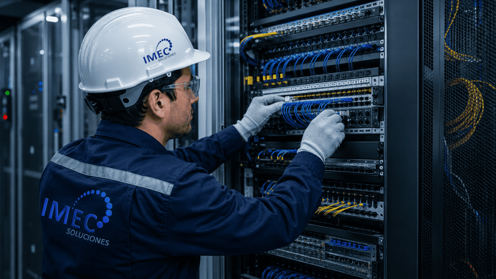 Cableado estructurado y fibra óptica en centro de datos